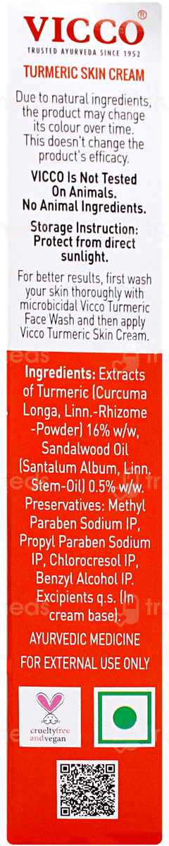 Vicco Turmeric With Sandalwood Oil Skin Cream 15gm