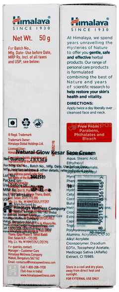 Himalaya Natural Glow Kesar Face Cream 50gm Pack Of 2