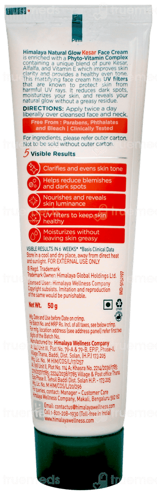 Himalaya Natural Glow Kesar Face Cream 50gm Pack Of 2