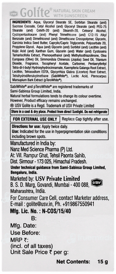 Golite Natural Skin With Sunscreen Cream 15gm