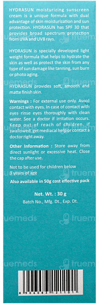 Hydrasun Spf 30 Moisturising Sunscreen Cream 30gm