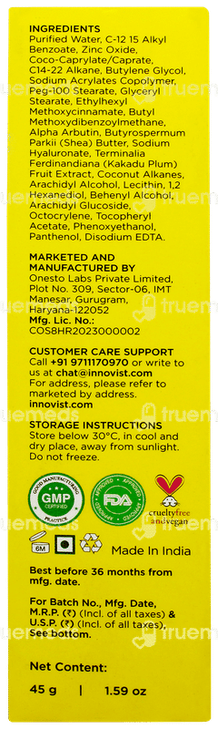 Sun Scoop Brightening Spf 50+ Pa++++ Cream Sunscreen 45gm