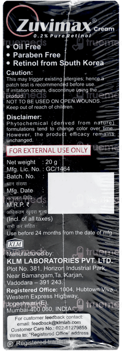 Zuvimax 0.2% Pure Retinol Cream 20gm