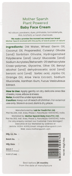 Mother Sparsh Plant Powered Baby Face Cream 50gm