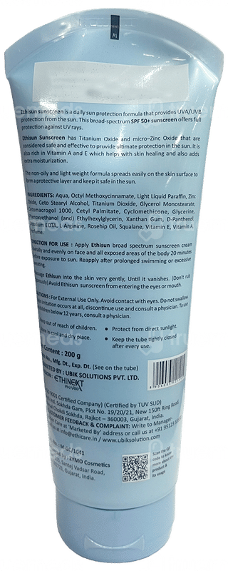Ethisun Spf 50+ Pa++ Hybrid Sunscreen 200Gm