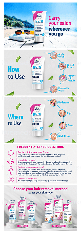 Veet Pure Sensitive Skin Body & Full Bikini Hair Removal Cream 30gm