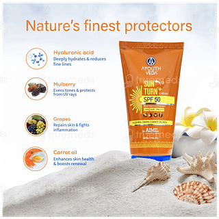 Ayouthveda Sun Turn + Spf 50 Pa++++ Cream 60gm