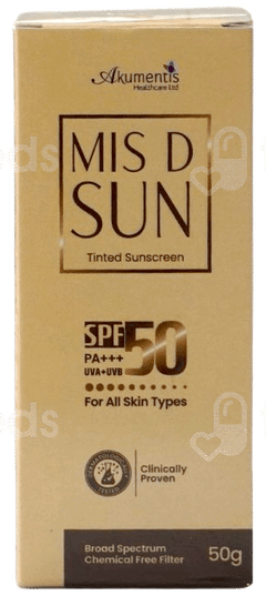 Mis D Sun Spf50 Pa+++ Tinted Sunscreen 50Gm
