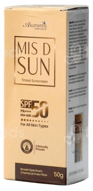 Mis D Sun Spf50 Pa+++ Tinted Sunscreen 50Gm