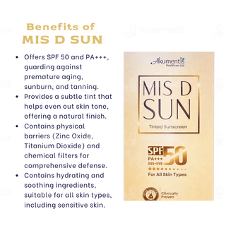 Mis D Sun Spf50 Pa+++ Tinted Sunscreen 50Gm