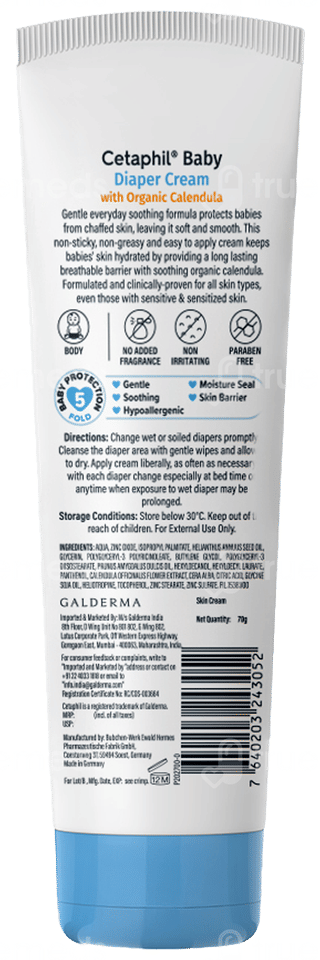Cetaphil Baby With Organic Calendula Diaper Cream 70gm