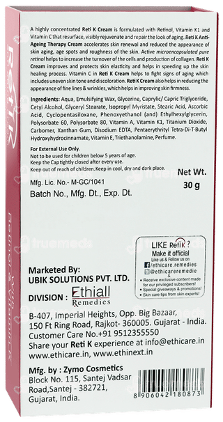 Reti K Anti Aging Cream 30gm