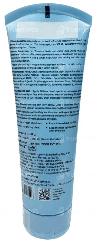 Ethisun Spf 50+ Pa++ Hybrid Sunscreen 100gm