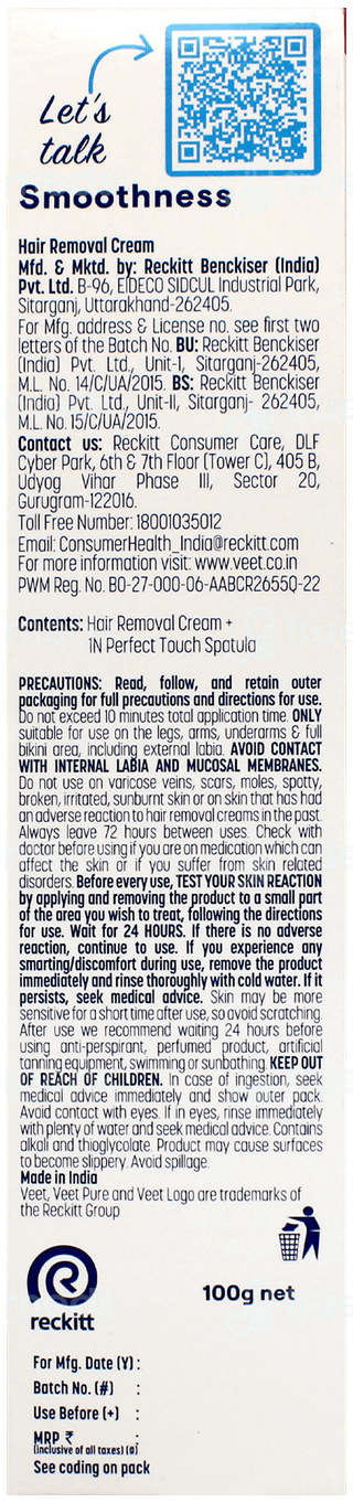 Veet Pure Body & Full Bikini Sensitive Skin Hair Removal Cream 100Gm