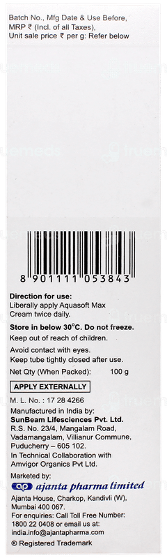 Aquasoft Max Intense New Moisturizing Cream 100gm