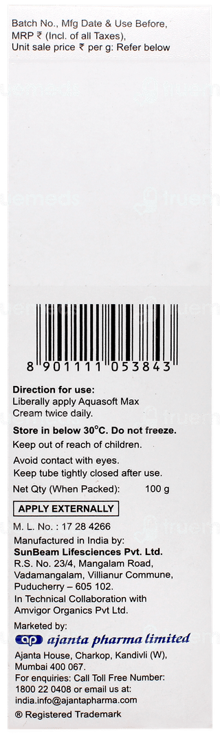 Aquasoft Max Intense New Moisturizing Cream 100gm