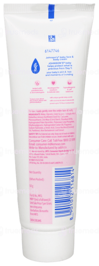 Johnsons Baby New & Improved Face & Body Cream 50Gm