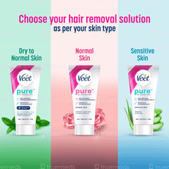 Veet Pure Normal Skin Body & Full Bikini Hair Removal Cream 50Gm + 10Gm Free