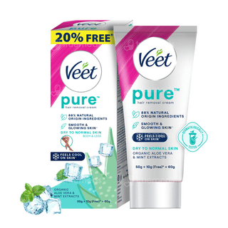 Veet Pure Dry To Normal Skin Body & Legs Hair Removal Cream 50Gm + 10Gm Free