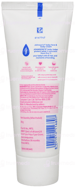 Johnsons Baby New & Improved Cream 30Gm