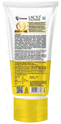 Lacto Calamine Kaolin Clay With Lemon Extracts Spf 50 Pa++++ Sunscreen 50Gm
