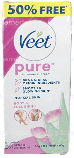 Veet Pure Normal Skin Hair Removal Cream 30Gm +15Gm Free Veet Pure Normal Skin Hair Removal Cream 30Gm +15Gm Free