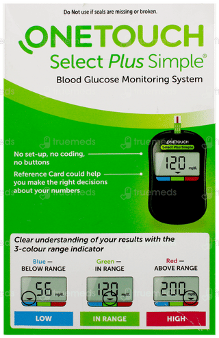 One Touch Select Simple Blood Glucose Monitoring System With 10 Strips Free