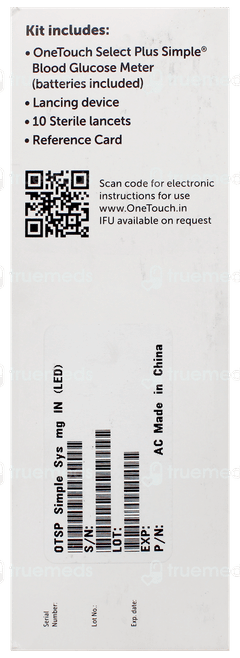 One Touch Select Simple Blood Glucose Monitoring System With 10 Strips Free