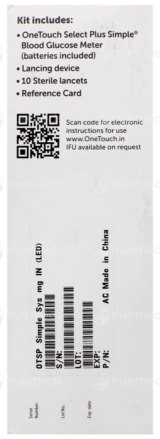 One Touch Select Simple Blood Glucose Monitoring System With 10 Strips Free