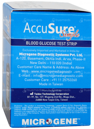 Accusure Simple Blood Glucose Test Strips 50