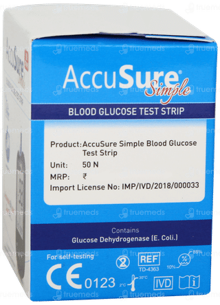 Accusure Simple Blood Glucose Test Strips 50