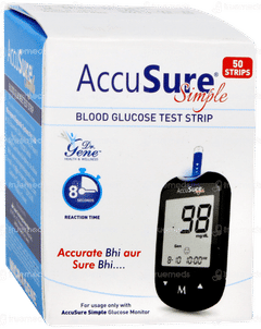 Accusure Simple Blood Glucose Test Strips 50 Accusure Simple Blood Glucose Test Strips 50