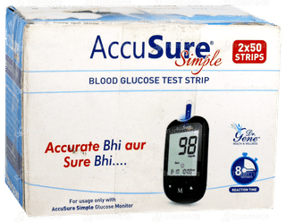 Accusure Simple Blood Glucose Test Strip 100