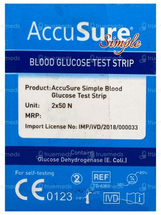 Accusure Simple Blood Glucose Test Strip 100