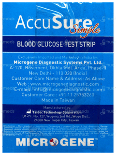 Accusure Simple Blood Glucose Test Strip 100