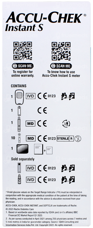 Accu Chek Instant S Blood Glucose Meter Kit 1 With 10 Test Strips Free