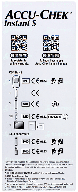Accu Chek Instant S Blood Glucose Meter Kit 1 With 10 Test Strips Free