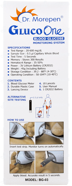 Dr Morepen Bg 03 Gluco One Blood Glucose Monitoring System 1