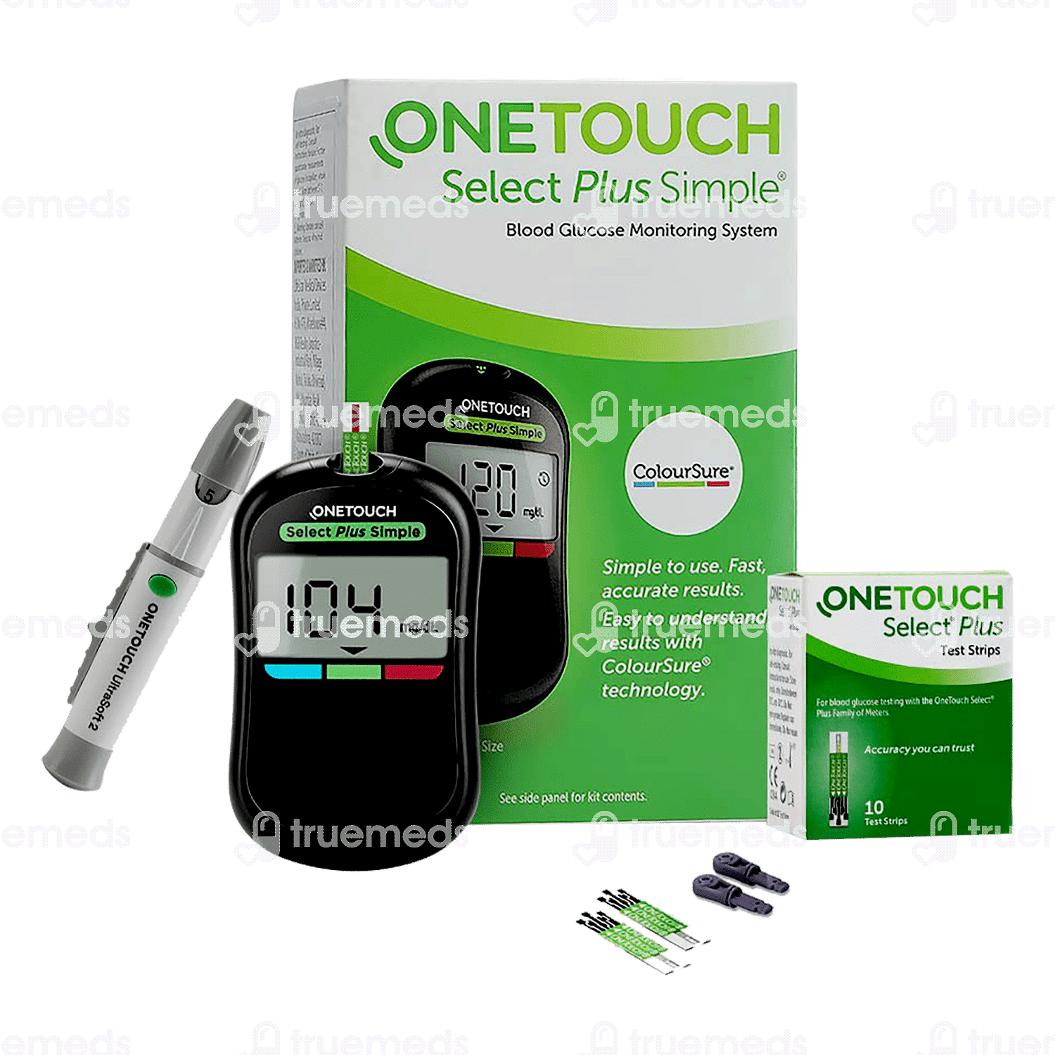 Onetouch Select Plus Simple Glucometer 10 Stripes Free Kit 1 Uses