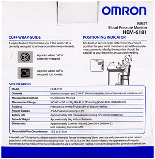 Omron Hem 6181 Wrist Blood Pressure Monitor 1