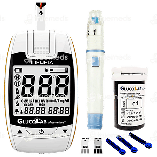 K Life Glucometer Blood Glucose Sugar Testing Machine With 25 Test Strip White Kit 1