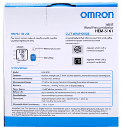 Omron Hem 6161 White Fully Automatic Wrist Blood Pressure Monitor Machine 1