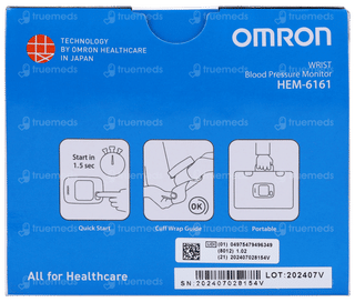 Omron Hem 6161 White Fully Automatic Wrist Blood Pressure Monitor Machine 1