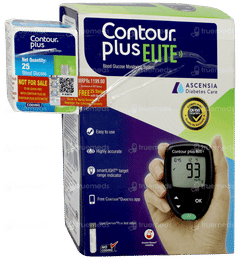 Contour Plus Elite Blood Glucose Monitoring System With Test Strips 25 Free