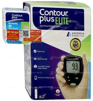 Contour Plus Elite Blood Glucose Monitoring System With Test Strips 25 Free
