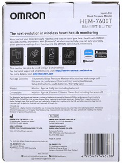 Omron Hem 7600t Smart Elite Upper Arm Blood Pressure Monitor 1
