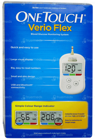 One Touch Verio Flex Blood Glucose Monitoring System With Test Strip 25 Free