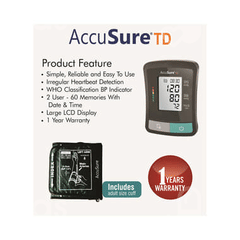 Accusure Td 1209 Advanced Features Bp Monitor With Adapter 1