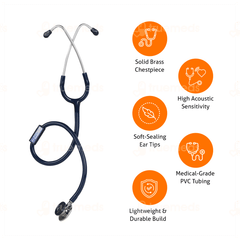 Bpl St 02 Brass Adult Chest Piece Stethoscope Blue 1