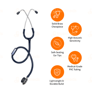 Bpl St 02 Brass Adult Chest Piece Stethoscope Blue 1